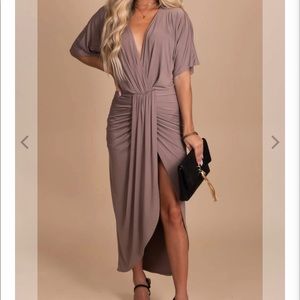 Head Held High Faux Wrap Midi Dress